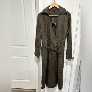 Massimo Dutti Olive Wrap Trench Dress